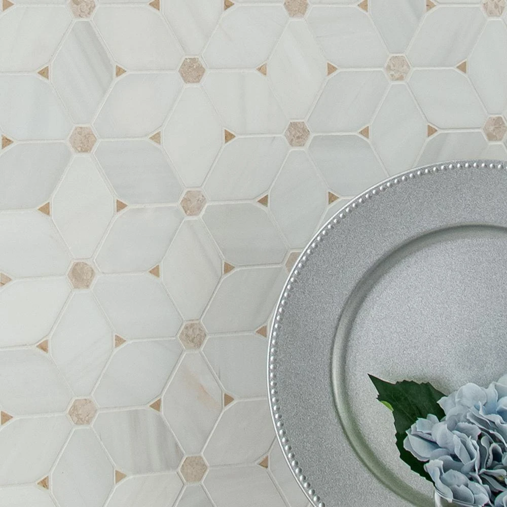 MSI Cecily 10.83 In. X 12.6 In. X 10mm Polished Marble Mesh-Mounted Mosaic Tile (9.5 Sq. Ft./case) 9 MSI Cecily 10.83 In. X 12.6 In. X 10mm Polished Marble Mesh-Mounted Mosaic Tile (9.5 Sq. Ft./case) - Image 7