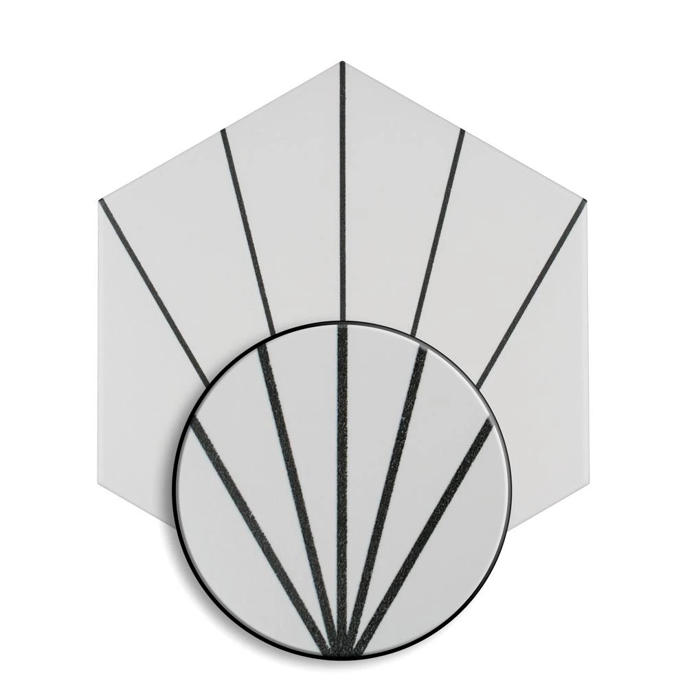 Merola Tile Aster Hex Blanco Encaustic 8-5/8 In. X 9-7/8 In. Porcelain Floor And Wall Tile (11.56 Sq. Ft. / Case) 13 Merola Tile Aster Hex Blanco Encaustic 8-5/8 In. X 9-7/8 In. Porcelain Floor And Wall Tile (11.56 Sq. Ft. / Case) - Image 11