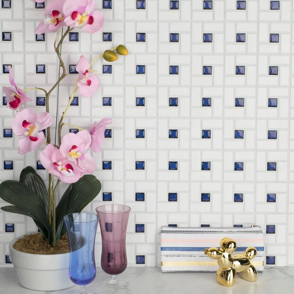 Merola Tile Spiral Blue And White 12-1/2 In. X 12-1/2 In. X 6 Mm Porcelain Mosaic Tile (11.07 Sq. Ft. / Case) 4 Merola Tile Spiral Blue And White 12-1/2 In. X 12-1/2 In. X 6 Mm Porcelain Mosaic Tile (11.07 Sq. Ft. / Case) - Image 2