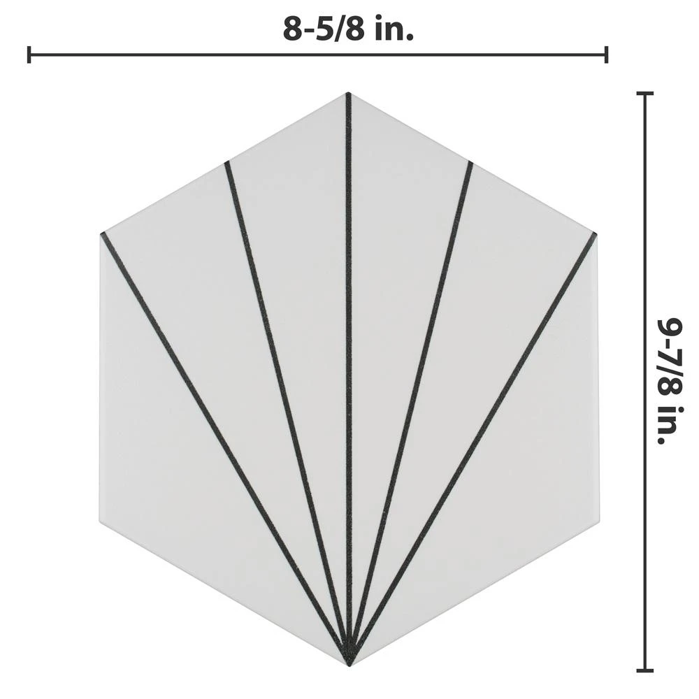 Merola Tile Aster Hex Blanco Encaustic 8-5/8 In. X 9-7/8 In. Porcelain Floor And Wall Tile (11.56 Sq. Ft. / Case) 5 Merola Tile Aster Hex Blanco Encaustic 8-5/8 In. X 9-7/8 In. Porcelain Floor And Wall Tile (11.56 Sq. Ft. / Case) - Image 3