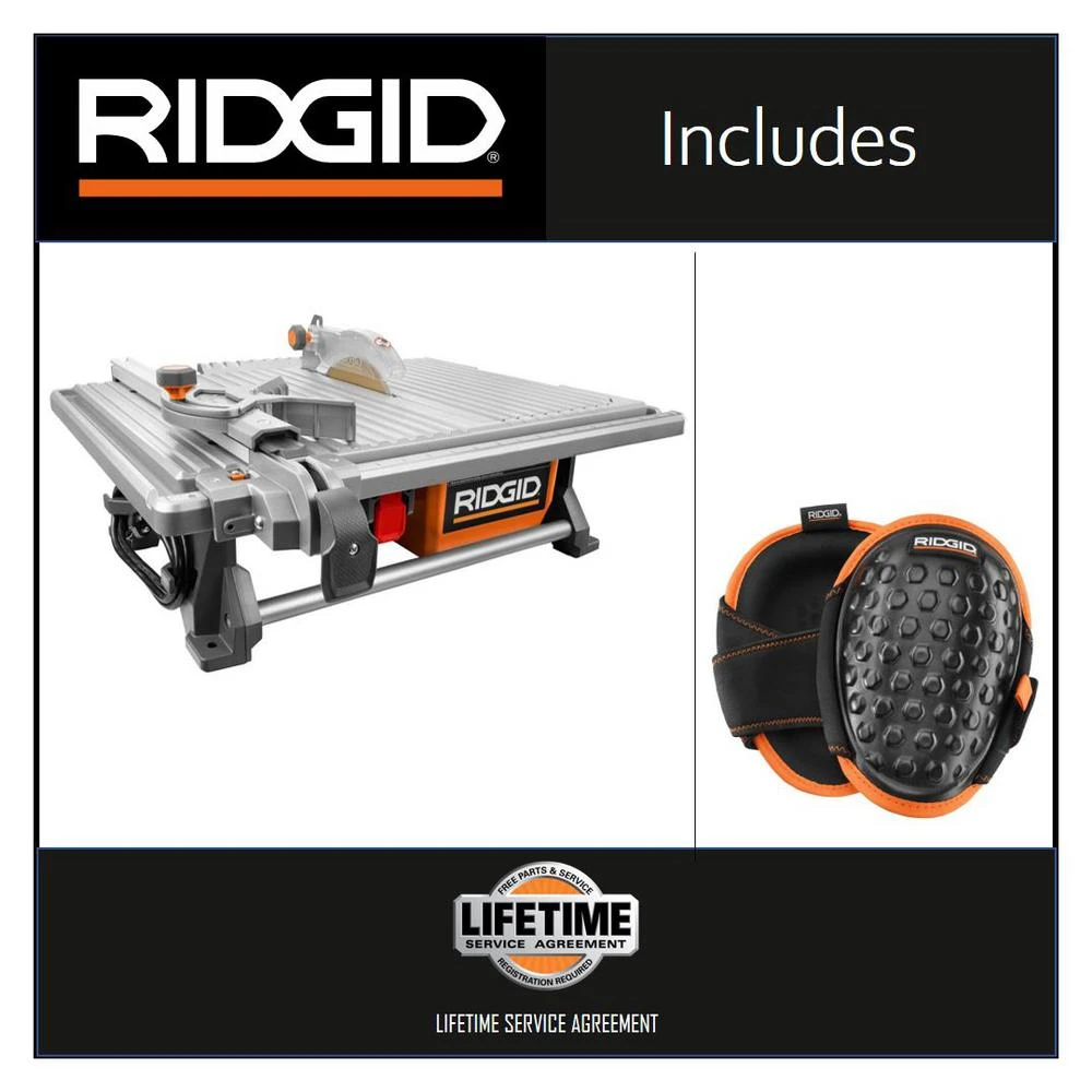 RIDGID 6.5 Amp Corded 7 In. Table Top Wet Tile Saw With Gel-Foam Knee Pads 4 RIDGID 6.5 Amp Corded 7 In. Table Top Wet Tile Saw With Gel-Foam Knee Pads - Image 2